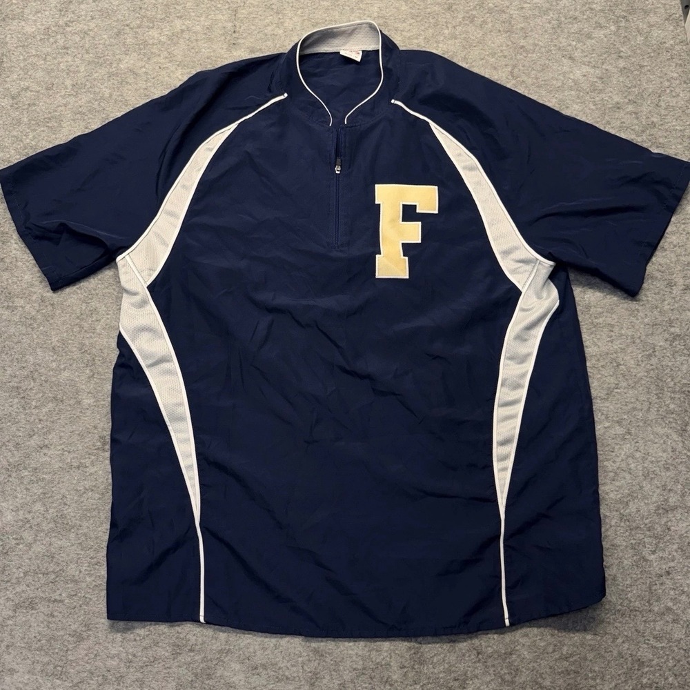 A4 Pullover Windshirt Mens M Varsity Patch Polyester Navy Blue Solid